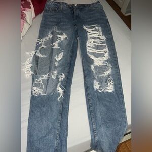 Ripped denim mom jeans